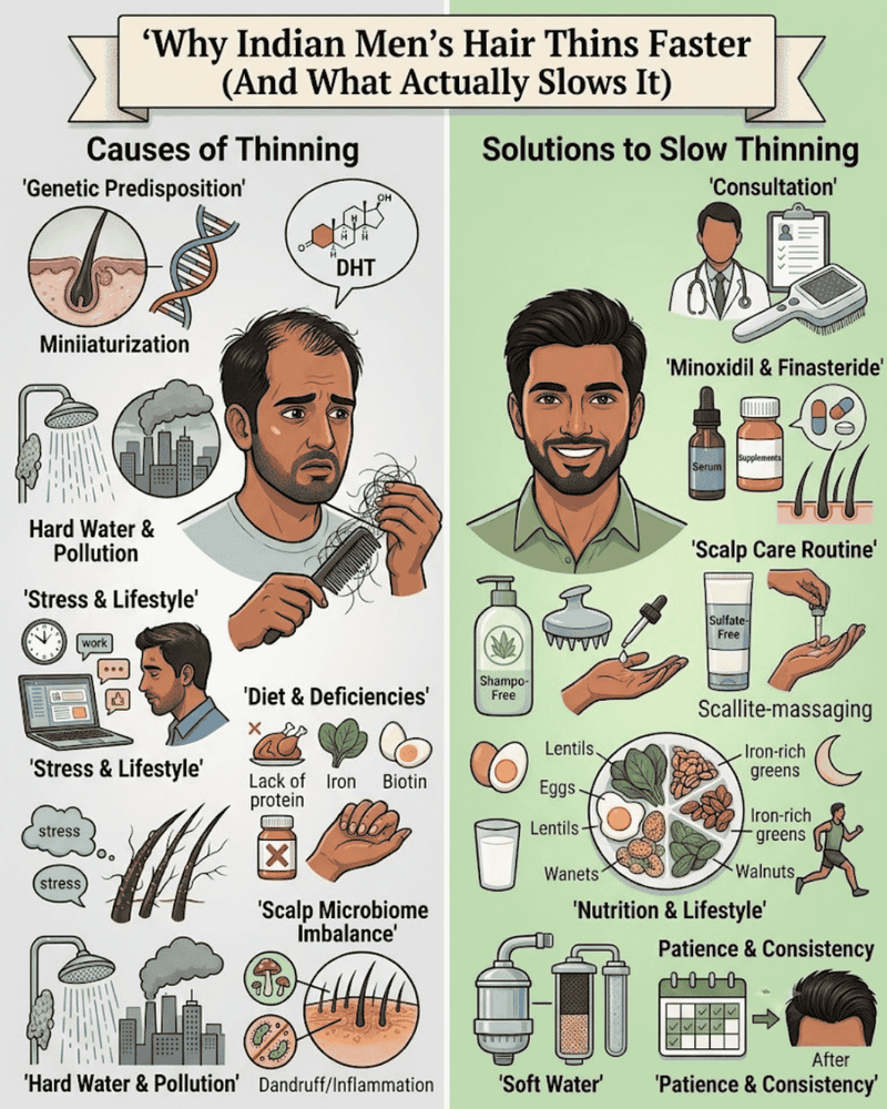 Why Indian Men's Hair Thins Faster (And What Actually Slows It)