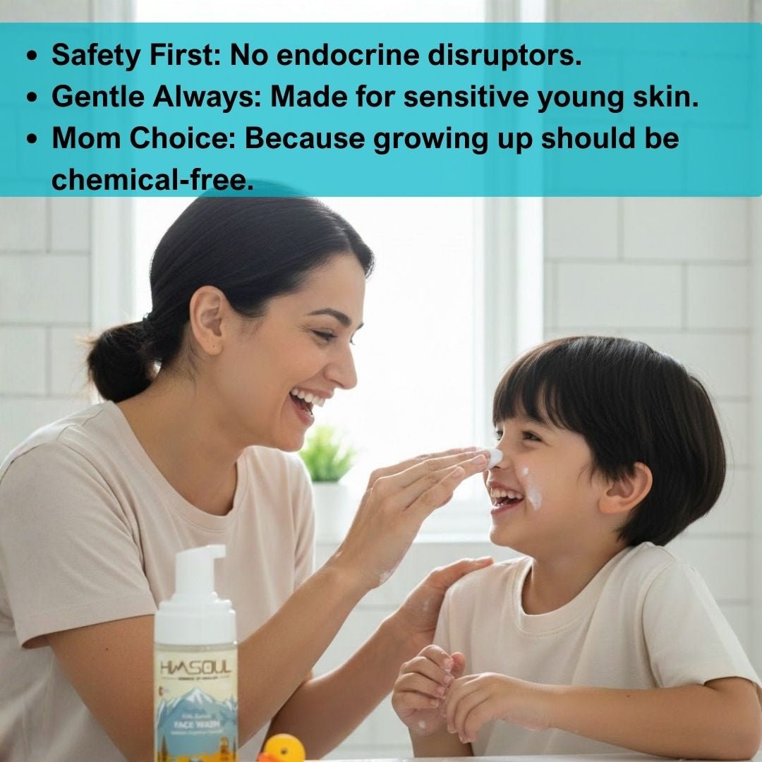 Himsoul Kids Gentle Face Wash benefits - brightening, non-drying, breakout prevention for ages 5+