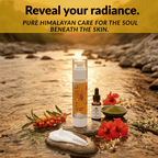 Himsoul Teen Anti-Acne Cream styled with Himalayan ingredients like Seabuckthorn and Hibiscus by a mountain river.