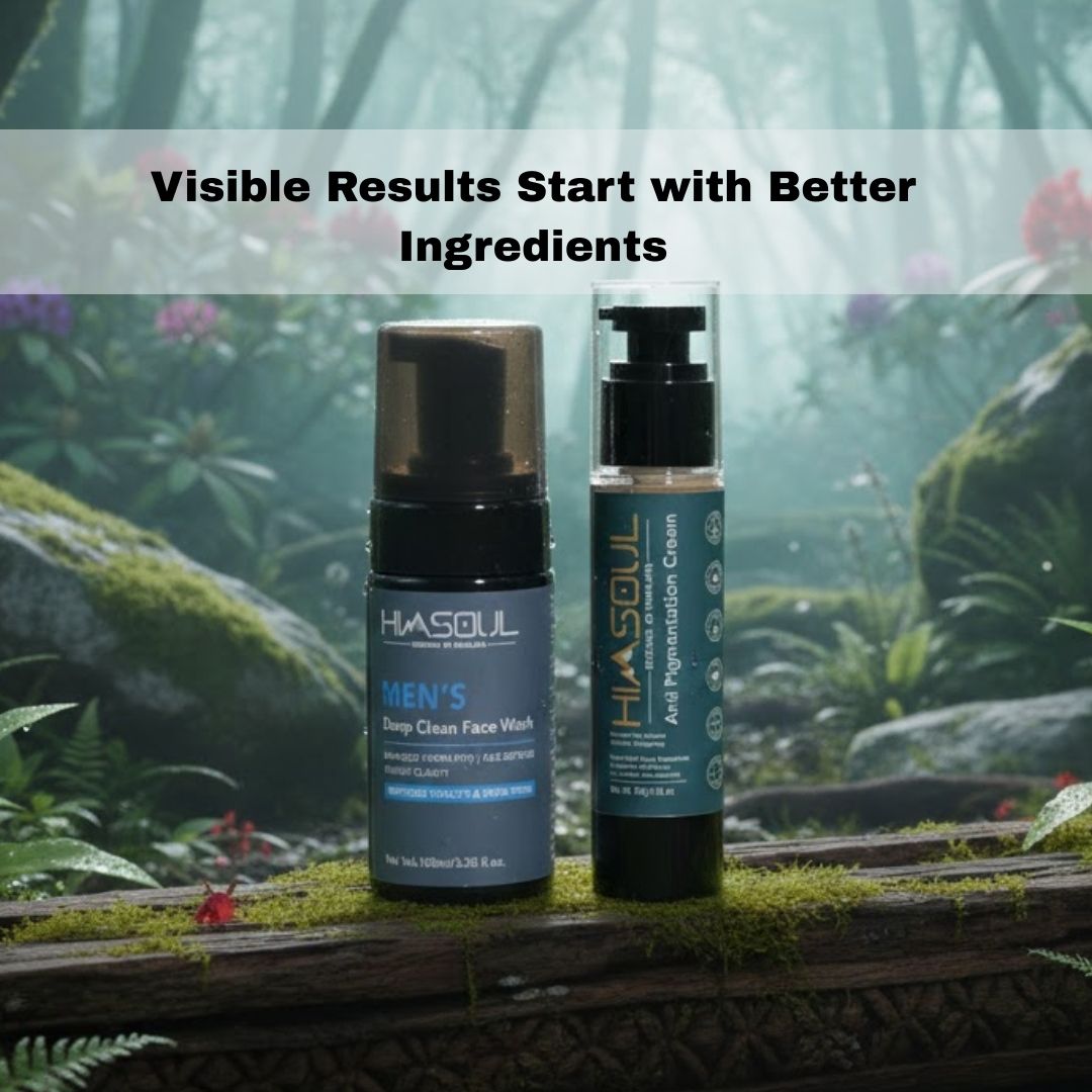 HimSoul Deep Clean Face Wash and Anti Pigmentation Cream for visible results.
