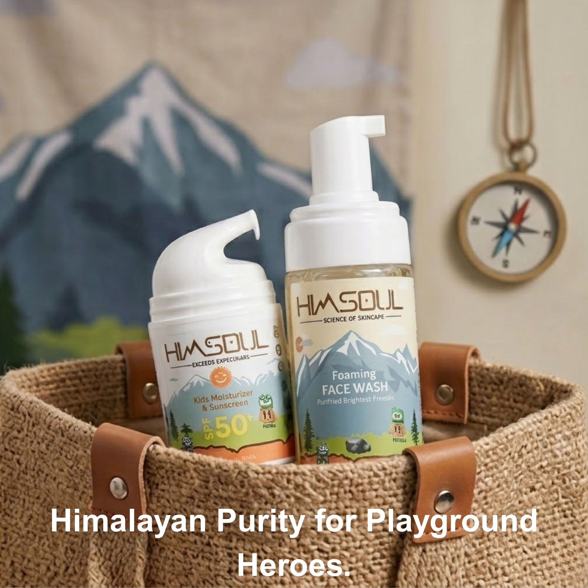Himsoul Kids Adventure Combo: 2-step daily skincare routine for active children.
