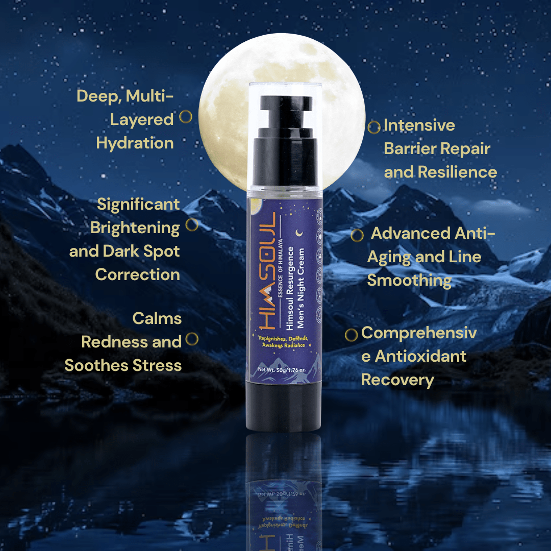 Himsoul Resurgence Man Night Cream with Bakuchiol and Ceramides for deep overnight skin repair.