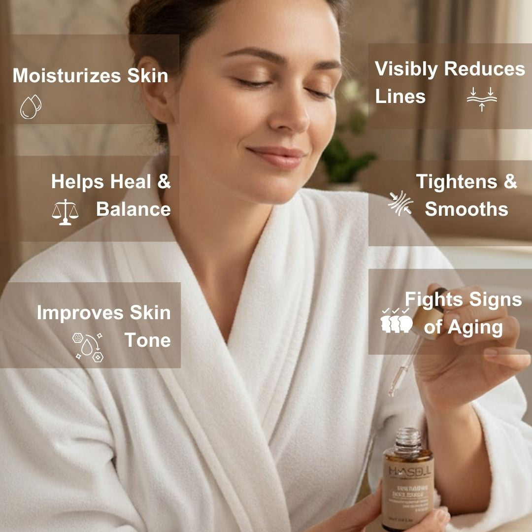 Hydrating face serum for wrinkles fine lines and skin tightening.