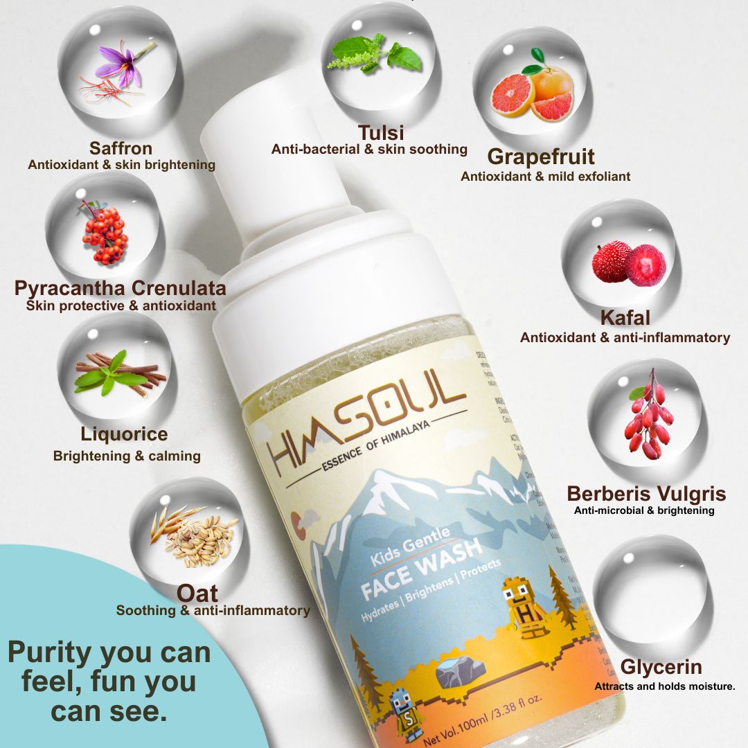 Kids gentle cleanser with Rice Water, Oat, and Glycerin for hydrated smooth skin