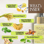 Ingredients label of Himsoul Teen Serum featuring Salicylic Acid, Neem, and Turmeric.